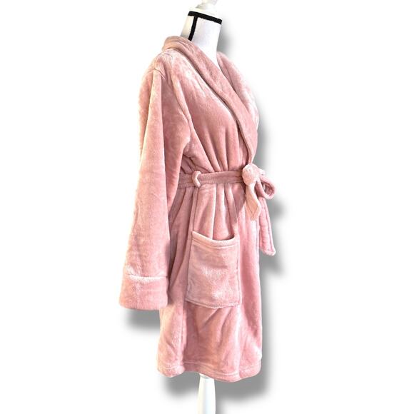 NWT Soma Plush Short Robe Size S/M Vintage Pink Belted Bathrobe Soft Cozy - Picture 3 of 12